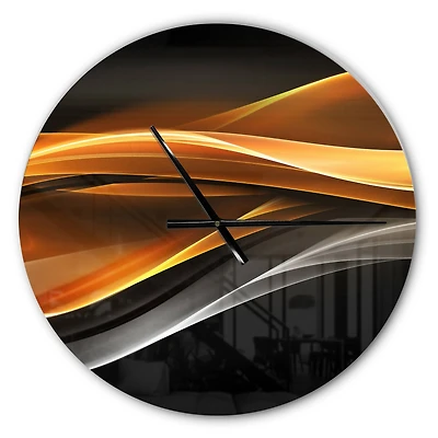 Designart 'Gold Silver Inward Lines Modern Wall Clock