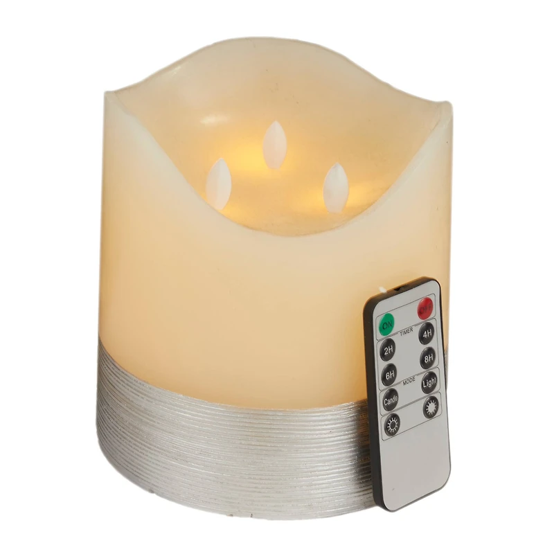 Cream & Silver Traditional Flameless Candle
