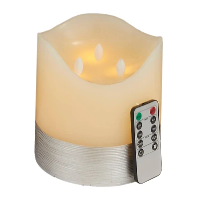 Cream & Silver Traditional Flameless Candle