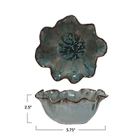 Hello Honey® 5.75" Blue Round Bowl with Speckled Design and Scalloped Edge