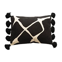Hello Honey® Embroidered Geometric Black & White Lumbar Pillow