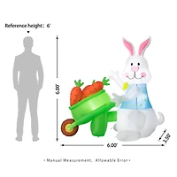 Glitzhome® 72.75" Easter Lighted Bunny Wheel Barrow Inflatable Decor