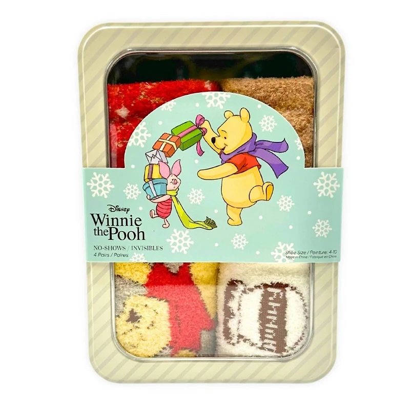 Disney® Winnie the Pooh 4 Pack Cozy Socks in Christmas Gift Tin
