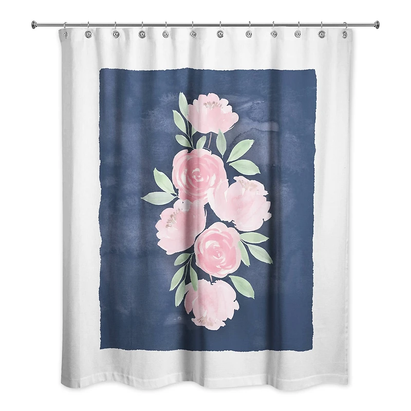 Sweet Florals on Navy 71" x 74" Shower Curtain
