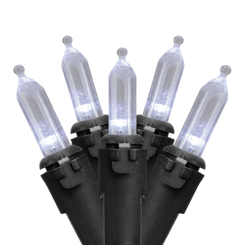 100ct. Pure White LED Mini Christmas String Lights with Black Wire