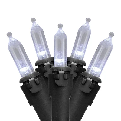 100ct. Pure White LED Mini Christmas String Lights with Black Wire
