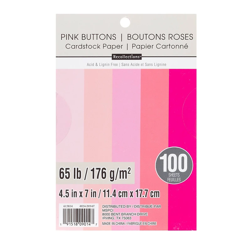 Pink Buttons 4.5" x 7" Cardstock Paper by Recollections™, 100 Sheets