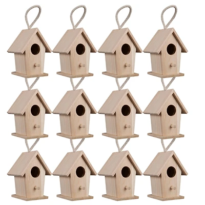 12 Pack: 4" Traditional Wood Birdhouse by Make Market®