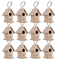 12 Pack: 4" Traditional Wood Birdhouse by Make Market®