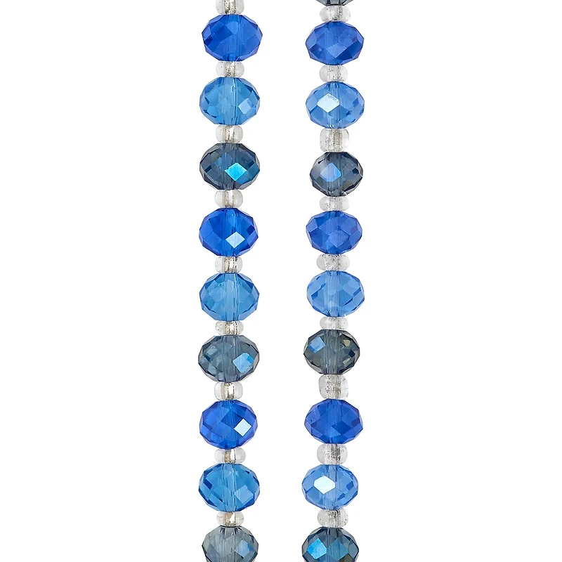 Blue Mix Faceted Glass Rondelle Beads, 8mm by Bead Landing™