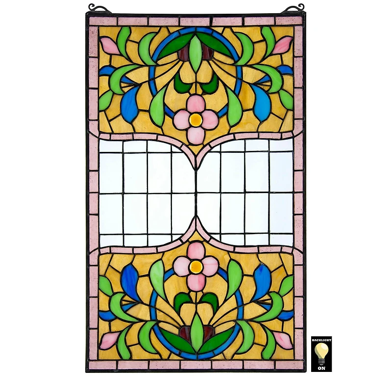 Design Toscano 25" Eaton Place Tiffany-Style Stained Glass Window Hanging Décor