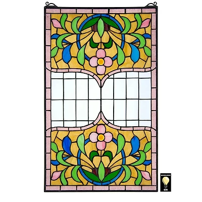 Design Toscano 25" Eaton Place Tiffany-Style Stained Glass Window Hanging Décor
