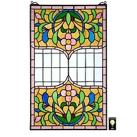 Design Toscano 25" Eaton Place Tiffany-Style Stained Glass Window Hanging Décor