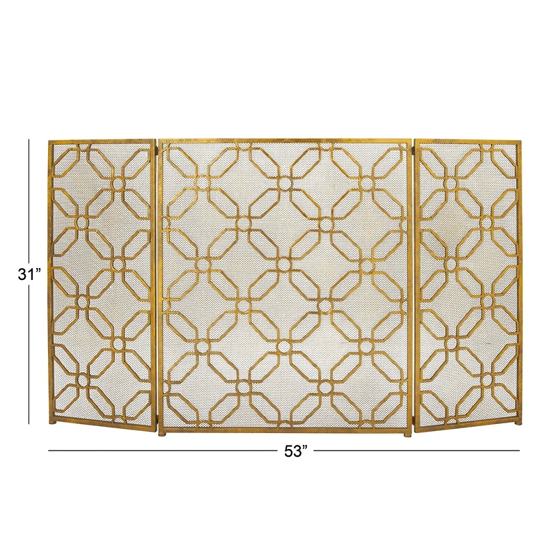 Gold Metal Contemporary Fireplace Screen