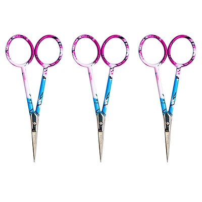 SINGER® 4'' Curved Tip Forged Embroidery Scissors with Printed Handles, 3ct.