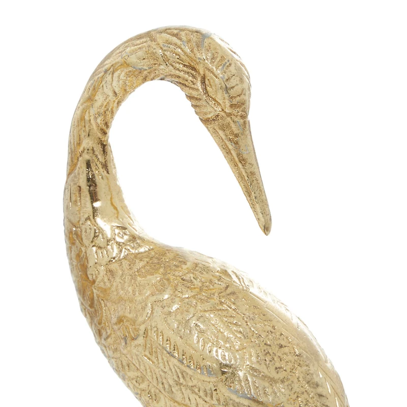 Gold Aluminum Crane Sculpture Set
