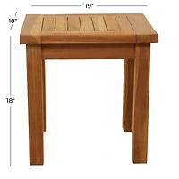 19" Brown Teak Wood Slatted Outdoor Accent Table