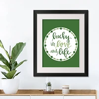 Luck Love Life Clover 16" x 20" Black Framed Print Under Plexiglass