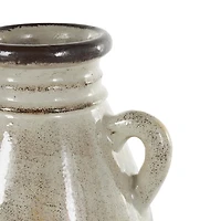 13.75" Cream Ceramic Antique Amphora Vase with Speckled Texturing