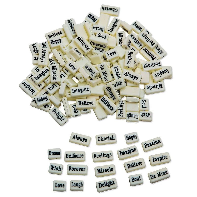 S&S Worldwide® Ivory Inspiring Word Beads, 144ct.