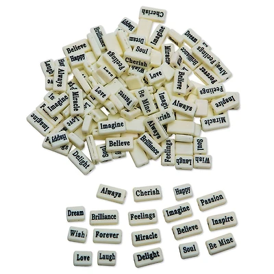S&S Worldwide® Ivory Inspiring Word Beads, 144ct.