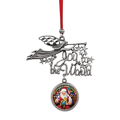 Joy to the World Santa Season's Greetings JFK Half Dollar Ornament