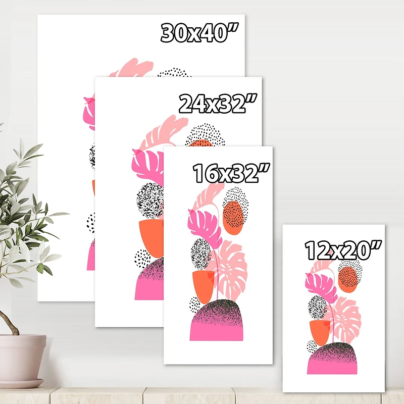 Designart - Geometric Moon & Sun Shapes With Tropical Leaves