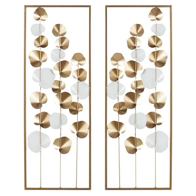 Gold & White Floral Wall Art Set, 2ct.
