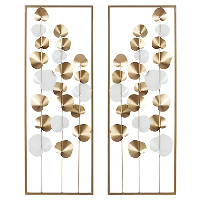 Gold & White Floral Wall Art Set, 2ct.