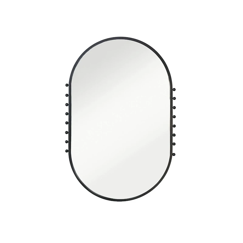 Hello Honey® 35.5" Matte Black Metal Framed Oval Wall Mirror with Balls