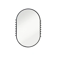 Hello Honey® 35.5" Matte Black Metal Framed Oval Wall Mirror with Balls