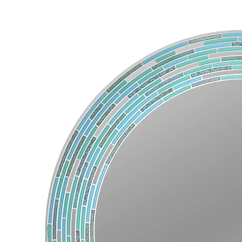 Head West Sea Glass 2 Tile Framed Round Wall Vanity Mirror - 30" x 30"