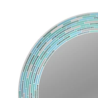 Head West Sea Glass 2 Tile Framed Round Wall Vanity Mirror - 30" x 30"