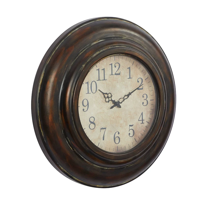 Brown Rustic Metal Wall Clock, 24" x 24"