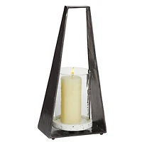 Black Terrazzo Contemporary Candle Holder Lantern, 18" x 8" x 5"