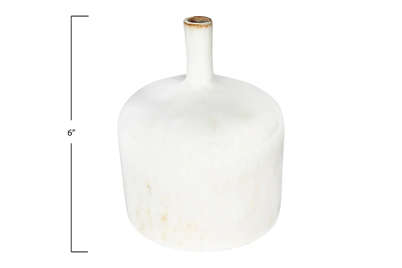 Hello Honey® 6" Cream Stoneware Vase with Reactive Glaze Finish