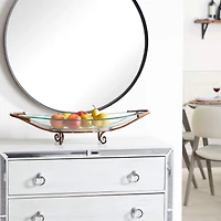 Brass Glass and Metal Modern Serving Bowl, 6" x 30" x 12"