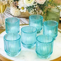 Kate Aspen® Ribbed Blue Glass Votive Candle Holder Set