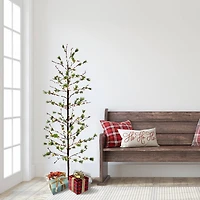 6ft. Pre-Lit Twig Artificial Christmas Tree, White LED Twinkle Lights