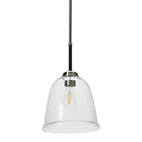 Hello Honey® Robert Stevenson Lighting Landry 11" Black & Nickel Seedy Glass & Metal Ceiling Light