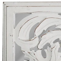American Art Décor™ 36" Distressed Reflective White Wood Wall Accent Medallion Panel