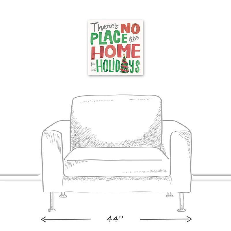 There's No Place like Home for the Holidays Typography Canvas Wall Art
