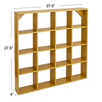 Hello Honey 27.5" Mustard Square Reclaimed Wood & Metal Wall Shelf