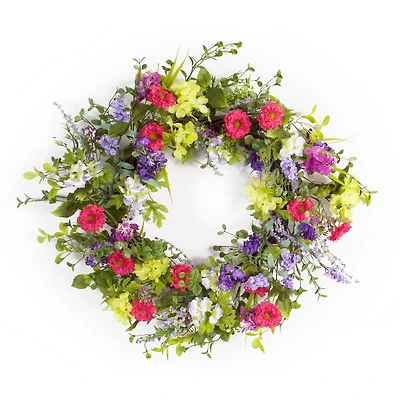 24" Multicolor Mixed Floral Wreath