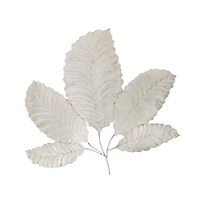 36" Silver Steel Glam Leaf Wall Décor