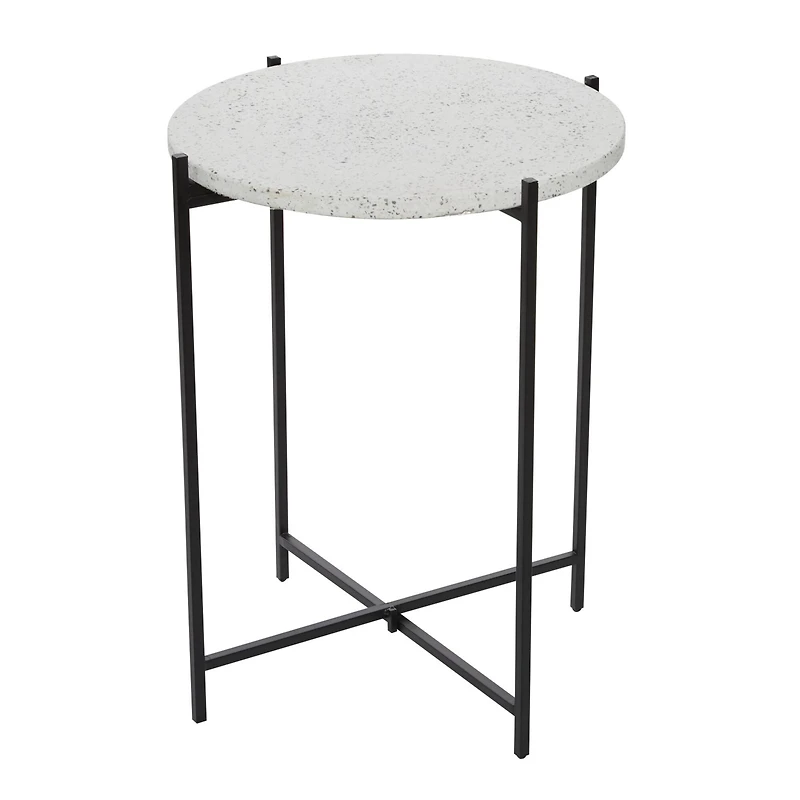 24" Black Contemporary Terrazzo Accent Table