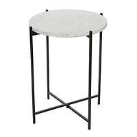 24" Black Contemporary Terrazzo Accent Table