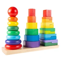 Toy Time Wooden Rainbow Stacking Shapes Set