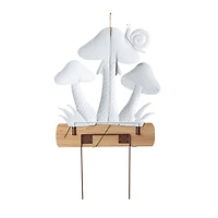 Glitzhome® 32" Metal & Wood Triple Mushrooms Yard Stake