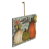 16.5" Give Thanks Fall Harvest Pumpkin Wall Sign